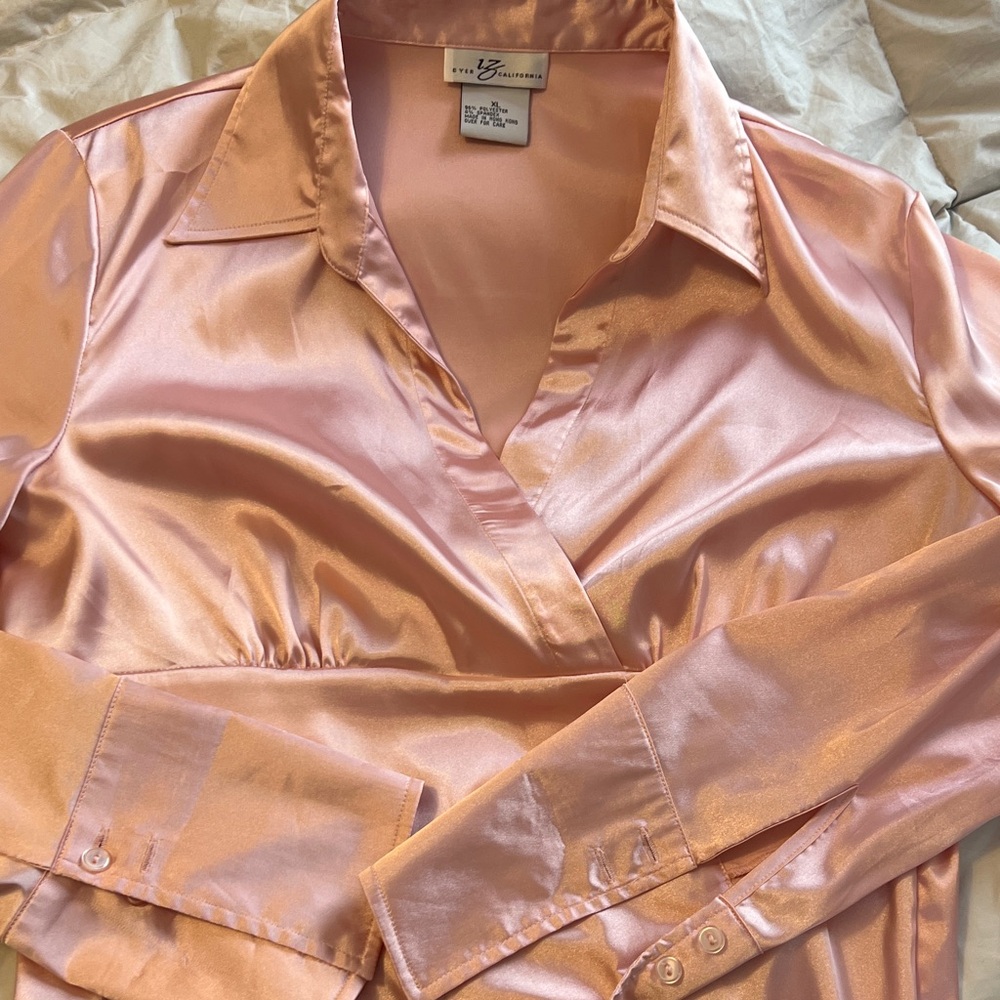 Iz Byer Peach Satin Blouse